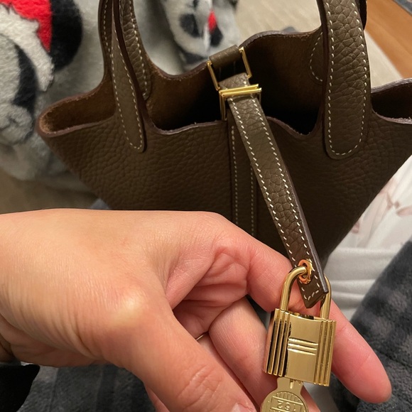 Mini handmade leather bag picotin bag bucket bag micro bag - Picture 7 of 8